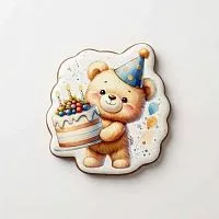 Пряник имбирный "Мишка с тортом", 10*9,5см