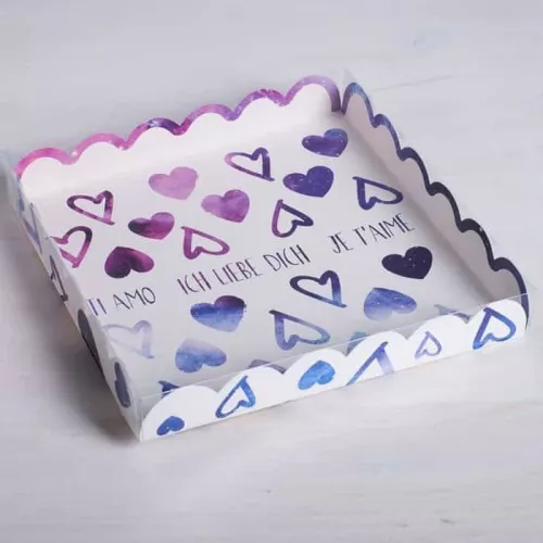 Коробка для кондитерских изделий "I lov you", 21*21*3см фото 2 Коробка для кондитерских изделий "I lov you", 21*21*3см фото 2