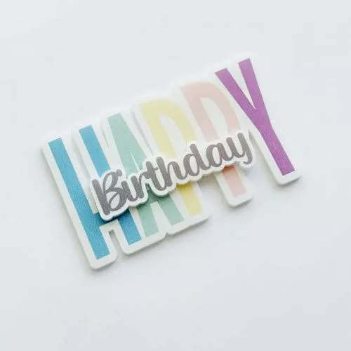 Акриловый топпер "Happy Birthday" цветной