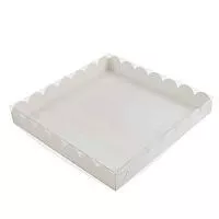 Коробка для печенья с прозр. крышкой "Волна" 15*15*3см, белая
