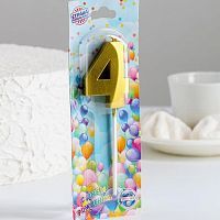 Свеча цифра "4" Грань, золото