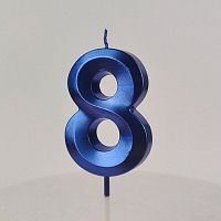 Свеча цифра "8", синяя