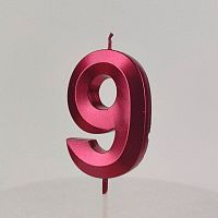 Свеча цифра "9", красная