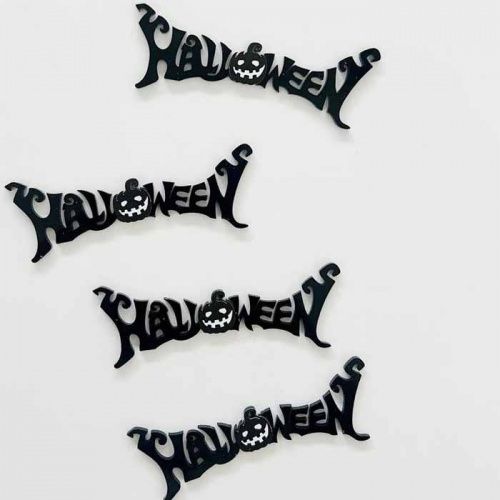 Набор зеркальных акриловых топперов "Halloween" надпись, черный