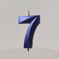 Свеча цифра "7", синяя