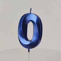 Свеча цифра "0", синяя