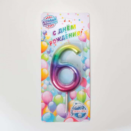 Свеча цифра "6", Гигант акварель фото 2