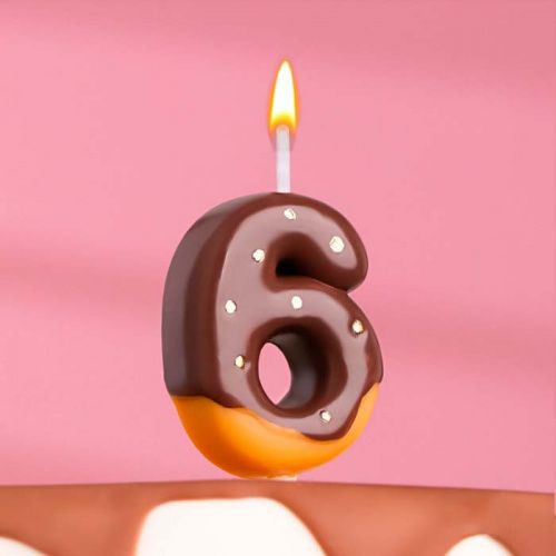 Свеча цифра "6" Шоколадная глазурь 7см