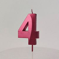 Свеча цифра "4", красная