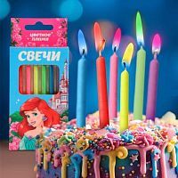 Свечи в торт с цветным пламенем, 6 шт.