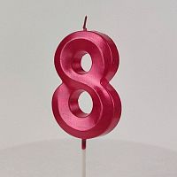 Свеча цифра "8", красная