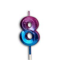 Свеча цифра "8" Грань, акварель, 12см