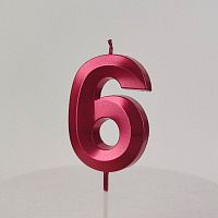Свеча цифра "6", красная