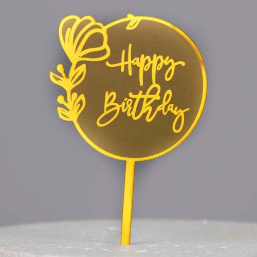 Топпер Круг "Happy Birthday" золото