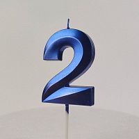 Свеча цифра "2", синяя