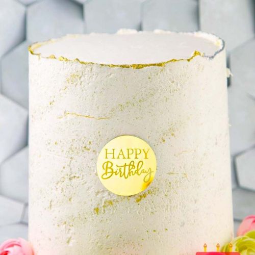 Зеркальный акриловый топпер "Бирка Happy Birthday", золото, 1шт. фото 2