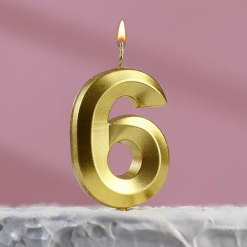 Свеча цифра "6" Грань, золото фото 2 Свеча цифра "6" Грань, золото фото 2