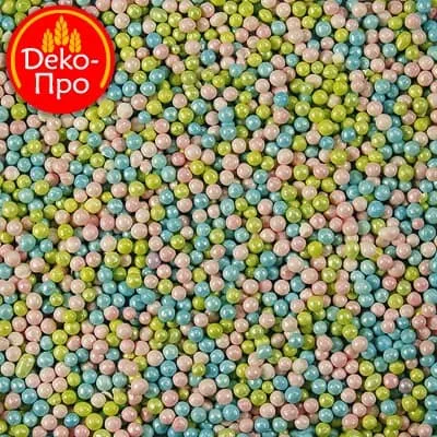 Посыпка шарики гол/зел/роз перл. 2мм, 50г. Посыпка шарики гол/зел/роз перл. 2мм, 50г.